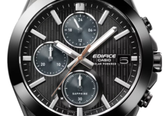 La Casio Edifice EFS-S650DC-1A noire (illustrée) possède une aiguille des secondes cuivrée qui s'harmonise parfaitement avec le design noir. (Source de l'image : Casio)