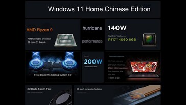 Principales caractéristiques de l'ordinateur portable de jeu (Source : Lenovo)