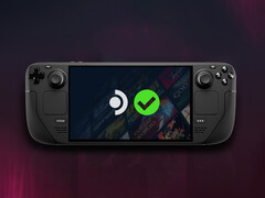 Plus de 31 000 jeux sont répertoriés pour l'ordinateur de poche. Illustration : Steam Deck avec le logo Verified sur l'écran. (Source de l'image : Valve - édité)