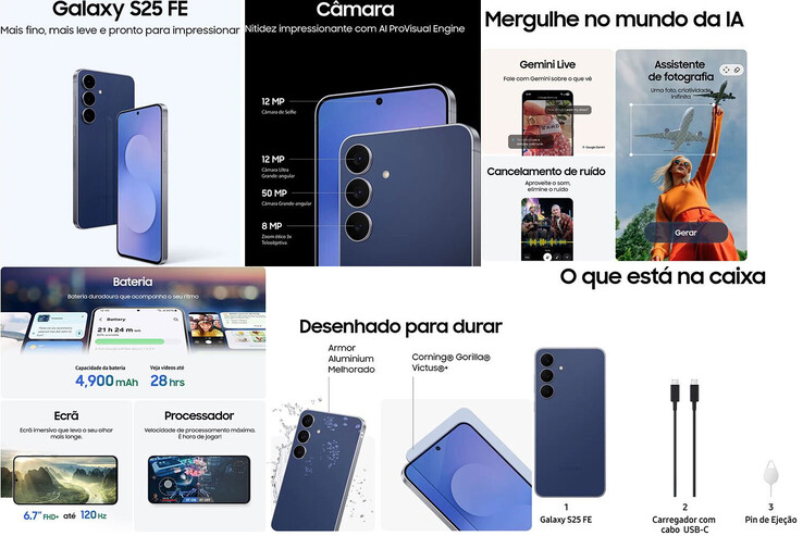 Photos promotionnelles du Samsung Galaxy S25 FE à partir de la liste (Image source : MediaMarkt)
