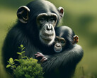 180 000 gorilles, bonobos et chimpanzés sont menacés par l'exploitation minière des énergies renouvelables (image symbolique : Dall-E / KI)
