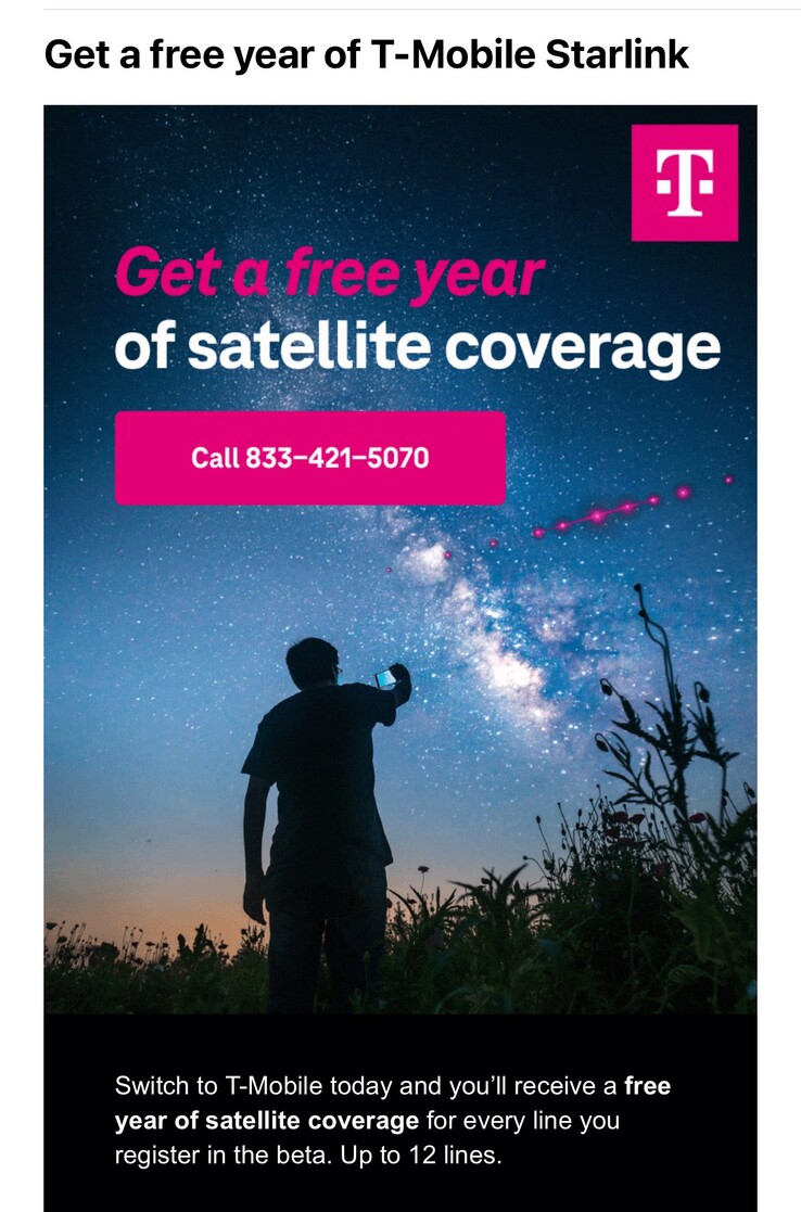 L'offre de couverture satellite gratuite Starlink de T-Mobile