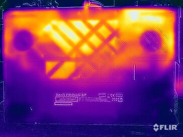 Températures de surface de l'essai sous contrainte (en bas)