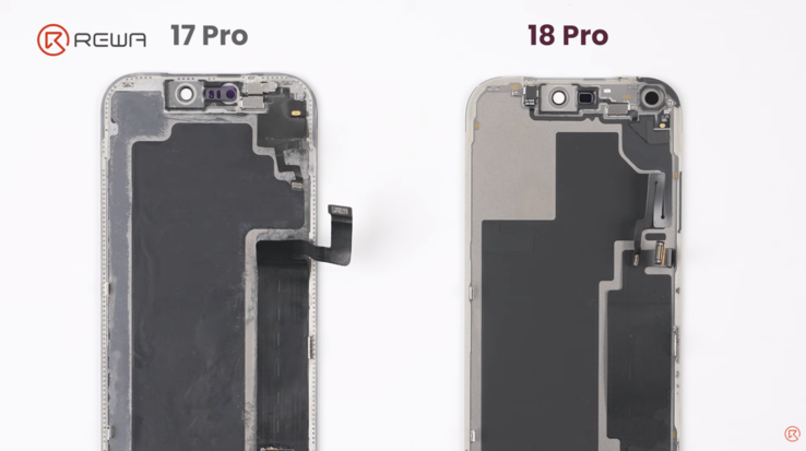 iPhone 17 Pro vs iPhone 18 Pro, présentant l'arrière de l'écran avec une nouvelle disposition.