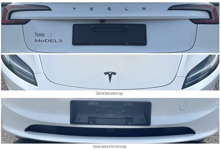 Actualisation de la Tesla Model 3 avec ajout d'une caméra frontale.