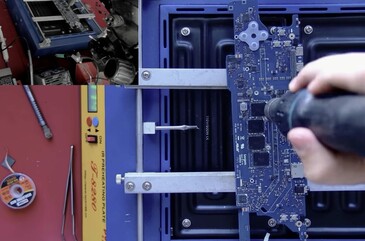 Le processus a nécessité de nombreux travaux de soudure et de dessoudage.