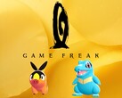 Logo Game Freak avec les créatures Pokémon en dessous (Source de l'image : Game Freak, Nintendo of America avec modifications)