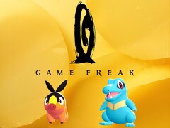 Logo Game Freak avec les créatures Pokémon en dessous (Source de l'image : Game Freak, Nintendo of America avec modifications)