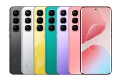 L&#039;Infinix Hot 60 Pro+ est disponible dans les coloris suivants : coral tides, misty violet, cyber green, sonic yellow, titanium silver et sleek black (Image source : Infinix)