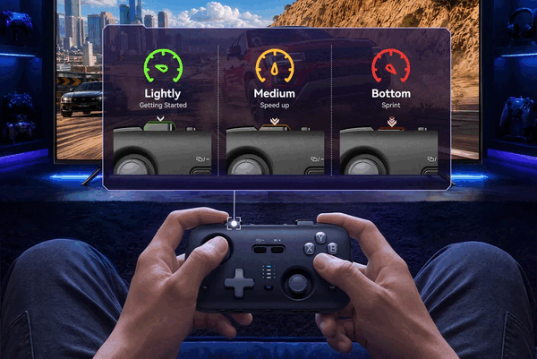 La Jsaux Voidjoy Skylark S1 Pro est équipée de joysticks TMR et de gâchettes optiques linéaires à commutation rapide.