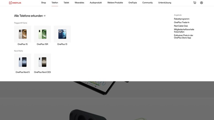 Le site web de OnePlus Allemagne ne présente désormais plus qu'une sélection de produits.