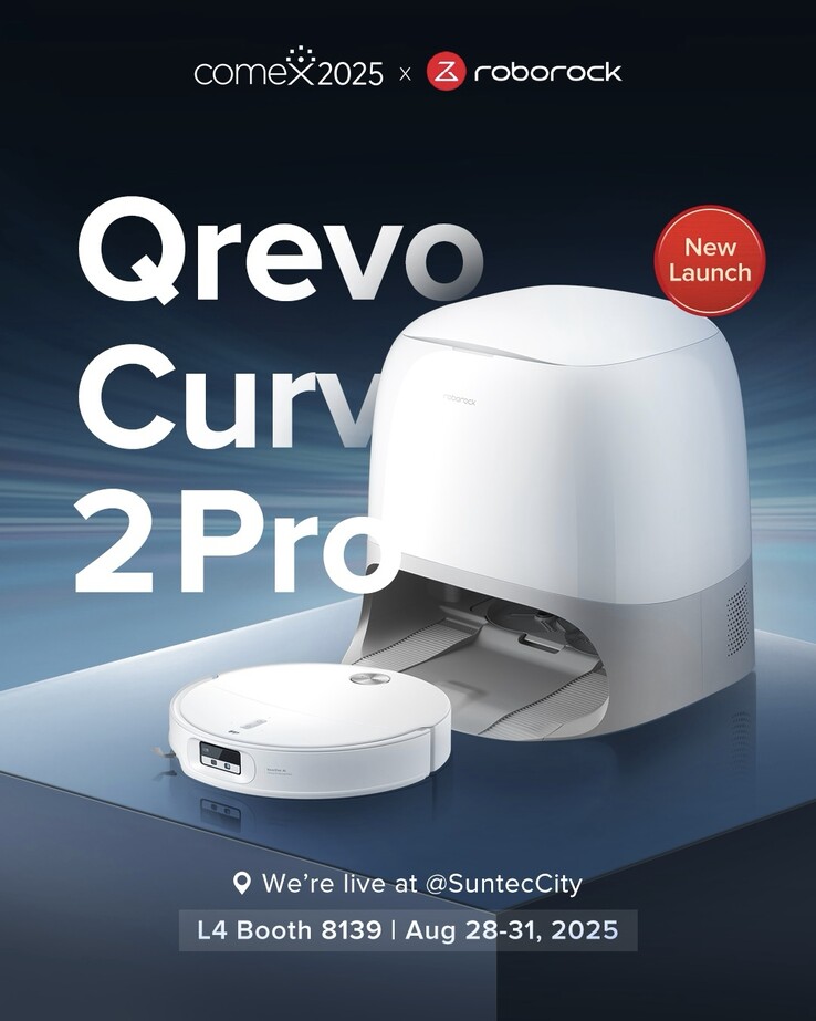L'aspirateur robot Roborock Qrevo Curv 2 Pro. (Source de l'image : Roborock via Facebook)