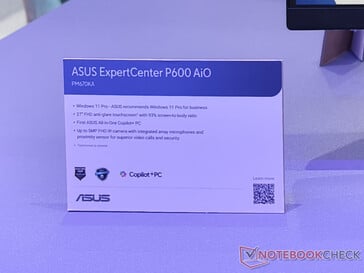 Principales caractéristiques de l'Asus ExpertCenter P600 AiO (Image source : Notebookcheck)