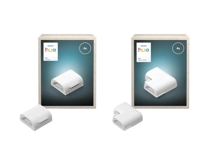 Le connecteur Philips Hue Flux 4x (à gauche) et le connecteur Flux Corner 4x (à droite). (Source de l'image : Philips Hue via OBI, édité)