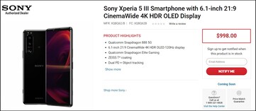 Prix du Sony Xperia 5 III. (Image source : Focus)