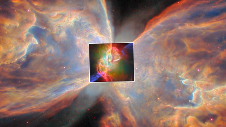 Cette image prise par James Webb montre l'étoile centrale de la nébuleuse du papillon (Source de l'image : HubbleWebbESA via YouTube)
