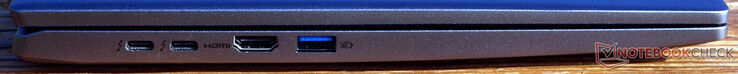 Connexions à gauche : 2 x Thunderbolt 4, HDMI 2.1, USB-A (5 Gbit/s, toujours activé)