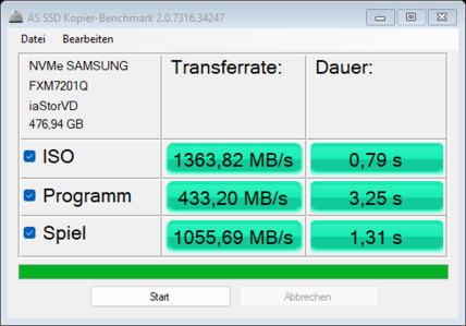 AS SSD - benchmarks de copie