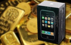 Un iPhone de première génération scellé en usine vaut bien plus que son poids en or (135 g : ~8 000 dollars américains). (Image source : LCG Auctions &amp;amp; Unsplash - édité)