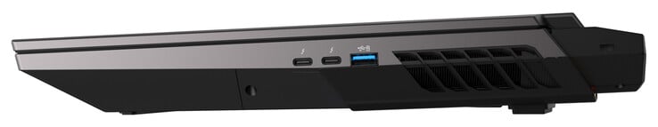 Côté droit : 2x Thunderbolt 4/USB 4 (Type C ; Displayport), USB 3.2 Gen 2 (Type A)