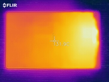 Galaxy Tab A 10.1 - Relevé thermique à l'arrière de l'appareil en cas de sollicitations.