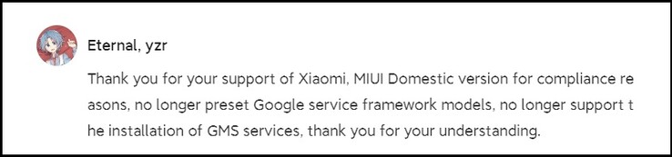 Article du forum Xiaomi. (Source de l'image : Xiaomi - traduction automatique)