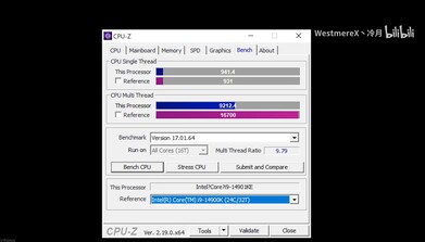 Le 14901KE a été testé avec CPU-Z