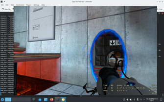 Capture d'écran de Portal avec environ 60 FPS dans une machine virtuelle (Image : Asahi Blog).
