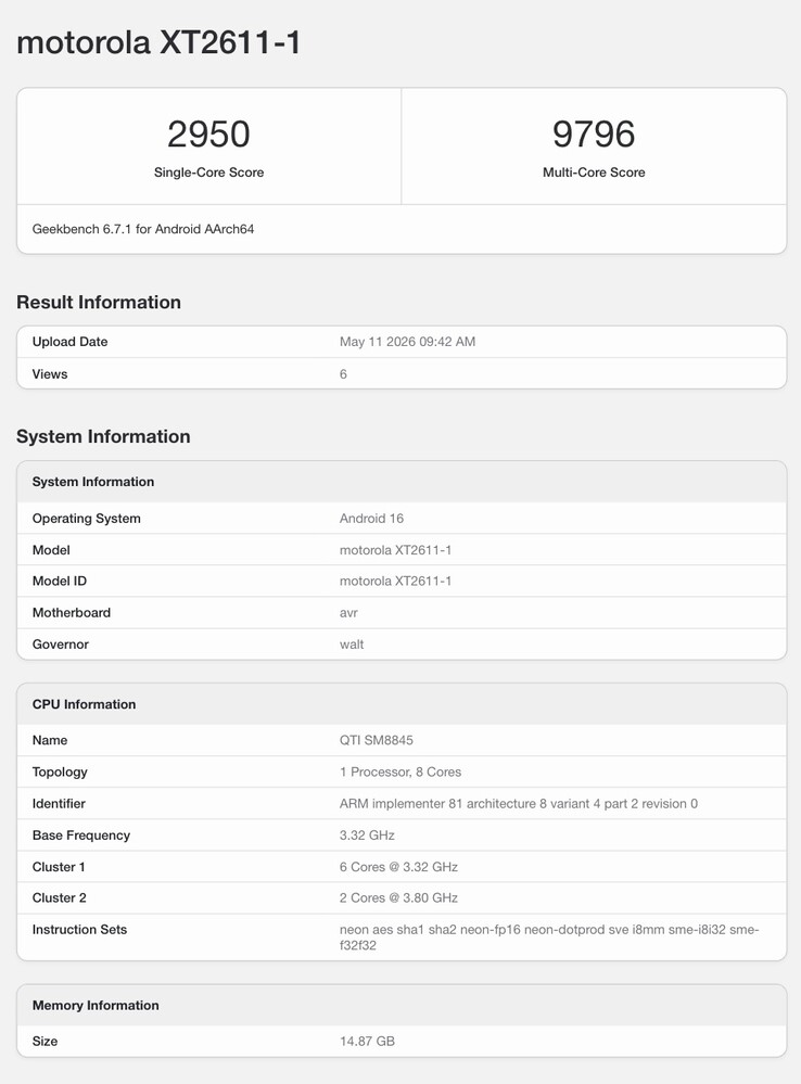 Liste Geekbench du Lenovo Legion Y70.