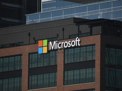 Le logo/signe Microsoft sur un bâtiment