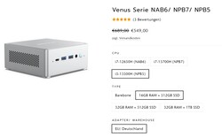 Minisforum Série Venus NPB5, configurations (source : Minisforum)