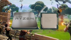L'AMD Ryzen 7 5700G offre des performances bien plus rapides que l'Intel Core i7-10700 dans des jeux comme Fortnite. (Image source : AMD/Intel/Epic - édité)