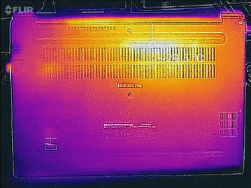 Latitude 13 7380 : profil thermique, dessous (sollicitations réduites).