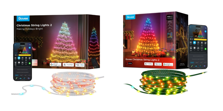 L'ancienne (à gauche) et la nouvelle (à droite) version des guirlandes lumineuses de Noël de Govee 2 (Source de l'image : Govee)