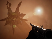 Icarus Steam deal teaser showing main character aiming at giant worm (en anglais). 