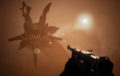 Icarus Steam deal teaser showing main character aiming at giant worm (en anglais). 