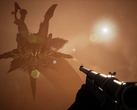Icarus Steam deal teaser showing main character aiming at giant worm (en anglais). 