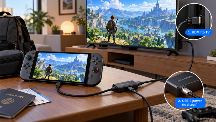Nintendo Switch connectée au téléviseur