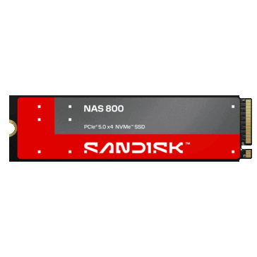 SSD Sandisk NAS 800 M.2 NVMe avec une étiquette rouge et grise