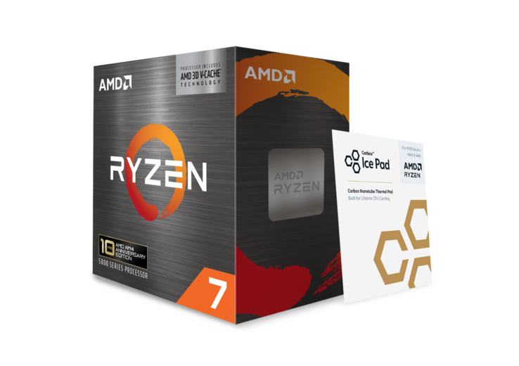 AMD Ryzen 7 5800X3D avec un coussin thermique fourni avec le processeur.