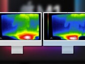 L'iMac 24 (R) à double ventilateur a tiré davantage de performances de son processeur M1 grâce à un meilleur refroidissement. (Image source : Apple/Max Tech - édité)