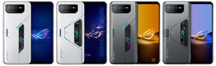 Une vue comparative des ROG Phone 6, 6 Pro, 6D et 6D Ultimate (de gauche à droite). (Source : 91Mobiles)