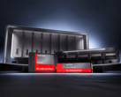 Sandisk NAS 600 SATA SSD et NAS 800 NVMe SSD devant un boîtier NAS