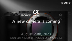 Le teaser de Sony annonçant le lancement d'un nouvel appareil photo le 29 août semble confirmer les précédentes rumeurs d'une mise à jour de l'appareil photo compact plein format A7C. (Source de l'image : Sony - édité)