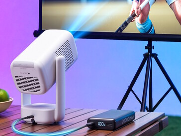 Le projecteur Aurzen Eazze D1R Air peut être alimenté par une banque d'alimentation USB-C 65W+ PD.
