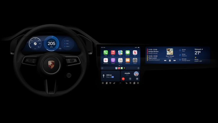 Prochaine génération de Apple CarPlay OS embarqué dans une Porsche de 2024. (Image : Apple/Porsche)