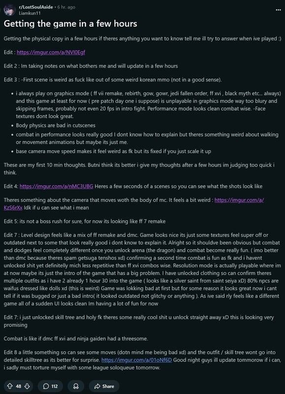 Lost Soul Aside - Impressions préliminaires (Image source : screenshot, Lost Soul Aside subreddit)