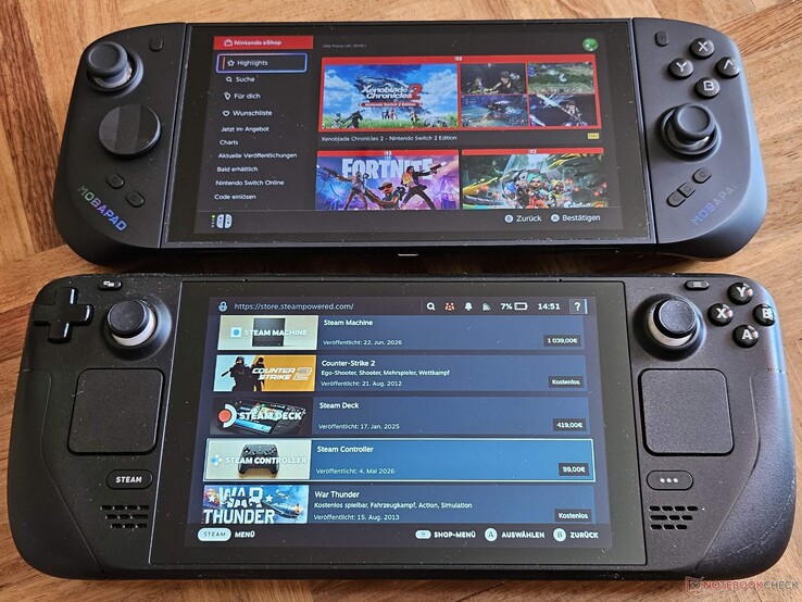 Avec les manettes M12S, la Switch 2 a pratiquement la même taille que la Steam Deck.