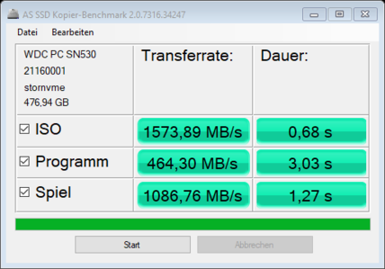 AS SSD - tests de copie