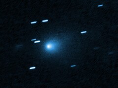 Image de la comète interstellaire 3I/ATLAS capturée par Hubble (Source de l&#039;image : NASA, ESA, David Jewitt, et Joseph DePasquale ; recadré)